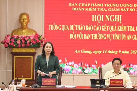 Thông qua Dự thảo báo cáo kết quả kiểm tra, giám sát đợt 3 đối với Ban Thường vụ Tỉnh ủy An Giang