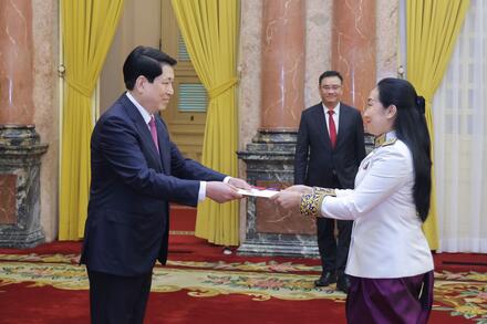 Chủ tịch nước Lương Cường tiếp đại sứ các nước trình Quốc thư