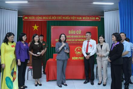 Phó Chủ tịch nước Võ Thị Ánh Xuân kiểm tra công tác chuẩn bị bầu cử tại Đồng Nai