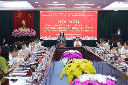 Đoàn kiểm tra, giám sát của Bộ Chính trị, Ban Bí thư làm việc với Ban Thường vụ Tỉnh ủy Sơn La