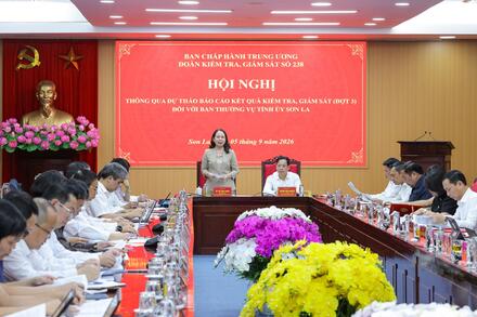 Đoàn Kiểm tra, giám sát số 238 của Bộ Chính trị, Ban Bí thư làm việc với Ban Thường vụ Tỉnh ủy Sơn La