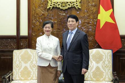 Chủ tịch nước Lương Cường tiếp Đại sứ Campuchia chào từ biệt